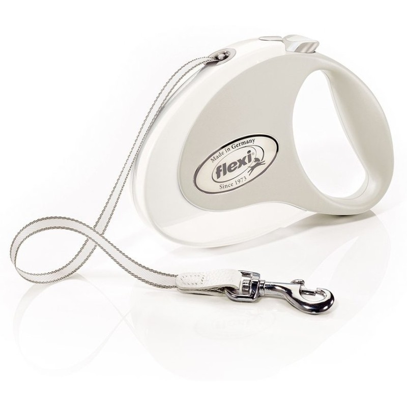 FLEXI Smycz automatyczna Style M taśma 5 m do 25kg - Biała