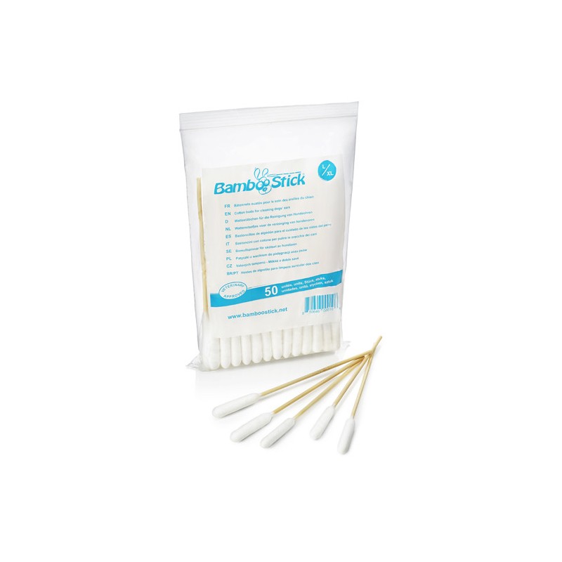 PORTICA BambooStick L/XL - patyczek z wacikiem do pielęgnacji uszu 10 szt.
