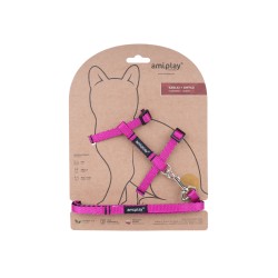 AMIPLAY Szelki + smycz dla kota Twist - Różowy S