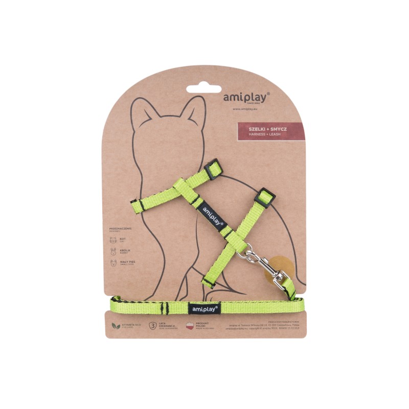 AMIPLAY Szelki + smycz dla kota Twist - Zielony M