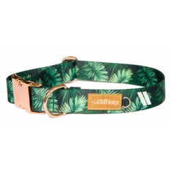 LAUREN DESIGN Color Obroża z klamrą - forest gold M