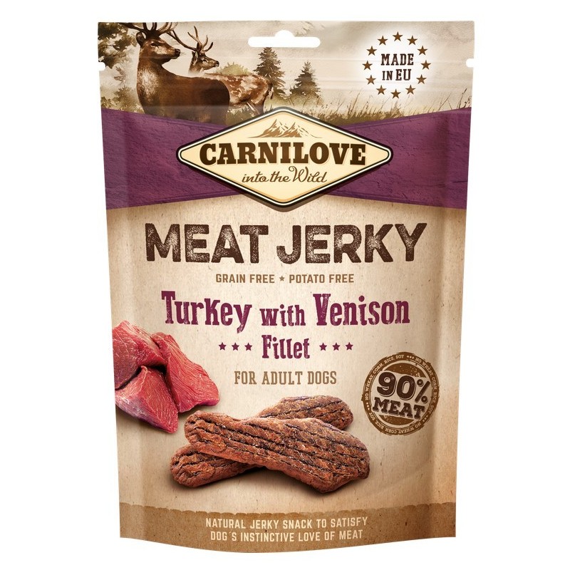 CARNILOVE JERKY Turkey with Venison Fillet 100g