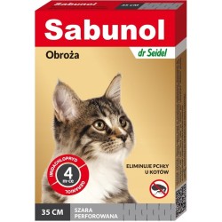 SABUNOL Obroża ozdobna dla kota 35cm - szara