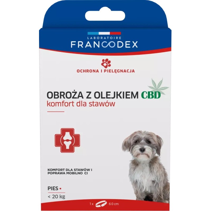 FRANCODEX Obroża z olejkiem CBD dla psów o wadze poniżej 20 kg - 1 szt.