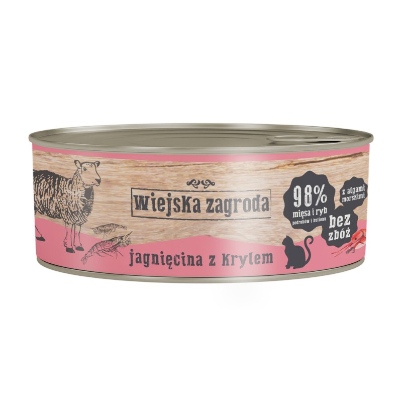 WIEJSKA ZAGRODA dla kota - Jagnięcina z krylem (puszka) 85g