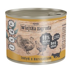 WIEJSKA ZAGRODA dla kociąt - Indyk z kurczakiem (puszka) 400g