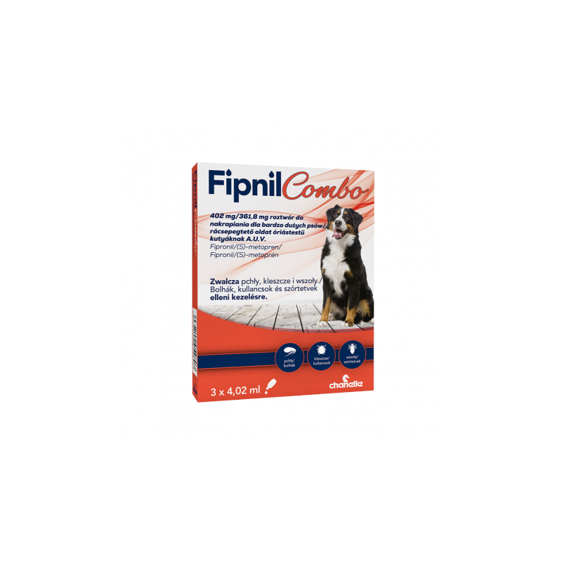 FIPNIL Combo XL powyżej 40kg 402mg plus 361,80mg 4,02ml 3 pipety PROMO