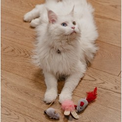 DINGO Zabawka dla kota - Love myszki z piórkami 2 szt.