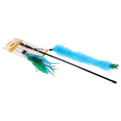 DINGO Wędka dla kota Charming - Niebieska z 3 wymiennymi zabawkami