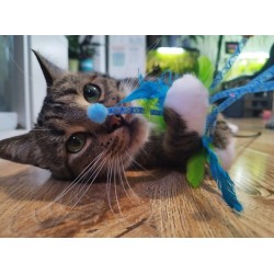 DINGO Wędka dla kota Foxi - niebiesko-zielona