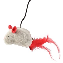 DINGO Wędka dla kota Love - Myszka z piórkami