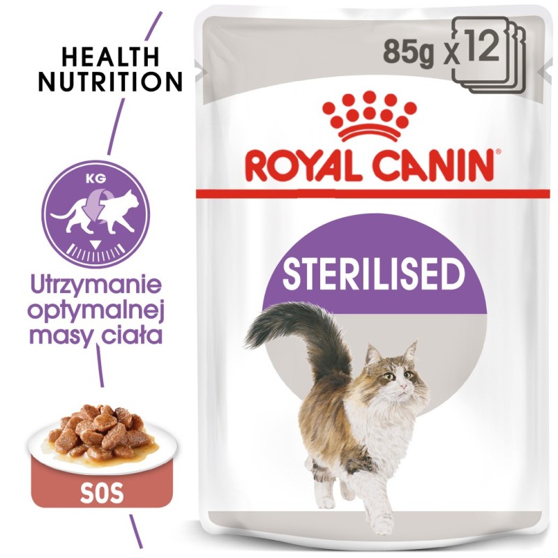 ROYAL CANIN Sterilised Gravy karma mokra w sosie dla kotów dorosłych, sterylizowanych 48x 85g