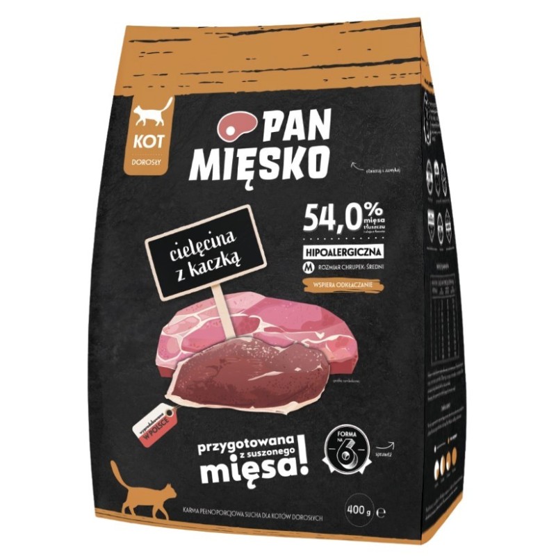 Pan Mięsko Cielęcina z kaczką dla kota M 1,6kg