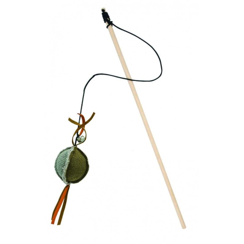 Barry King drewniana wędka z piłką z mocnego materiału szaro / brązowa 5,5 x 4cm / 40cm