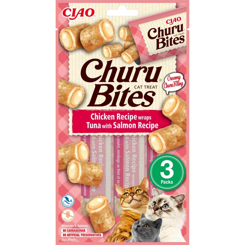 INABA CAT Churu Bites Przysmaki z kurczaka z tuńczykiem i łososiem 3x 10g (30g)