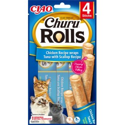 INABA Cat Churu Rolls kurczak z tuńczykiem i przegrzebkami 4x10g (40g)