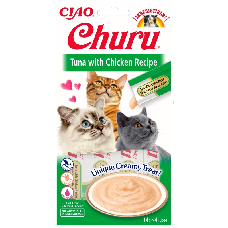 INABA Cat Churu kremowy przysmak dla kota tuńczyk z kurczakiem 4x 14g (56g)