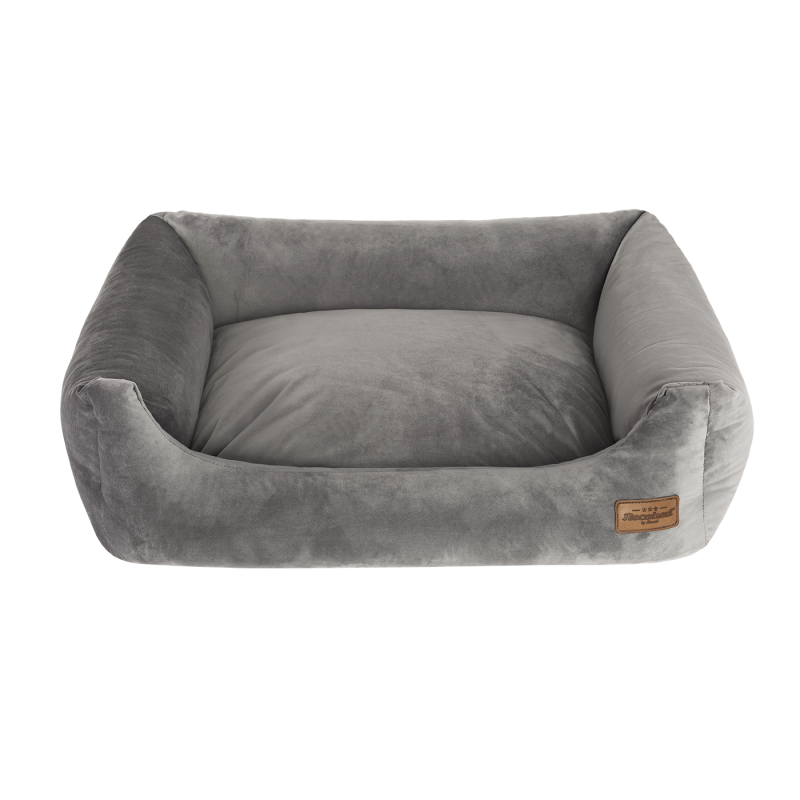 RECOBED Kanapa Welurove - szara rozmiar M: 80 x 65 x 21 cm