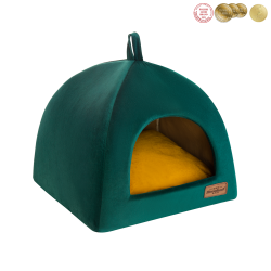 RECOBED Budka Welurove - zielona S 40 x 40 x 30 cm