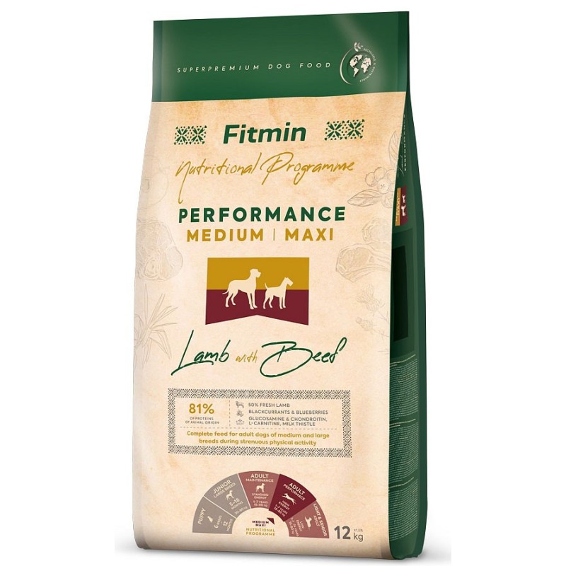 FITMIN Medium Maxi Performance Lamb and Beef 12kg