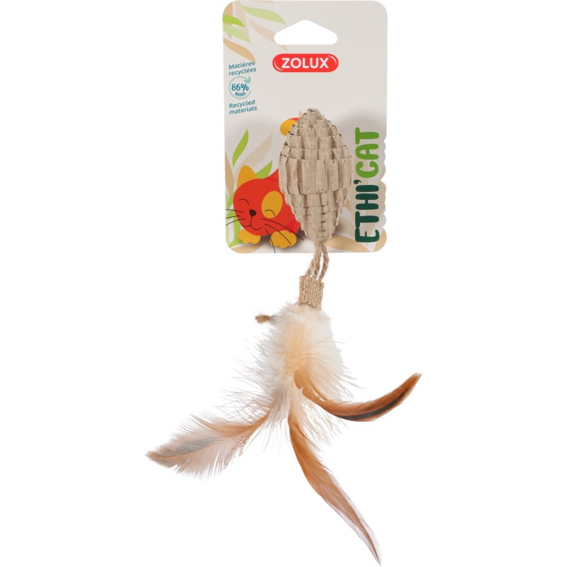ZOLUX Zabawka dla kota ETHICAT piłka z tektury i piórka
