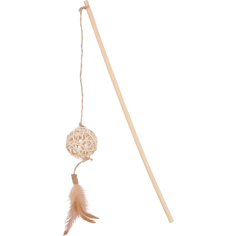 ZOLUX Zabawka dla kota ETHICAT wędka piłka z rattanu i piórka