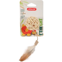ZOLUX Zabawka dla kota ETHICAT piłka z rattanu i piórka