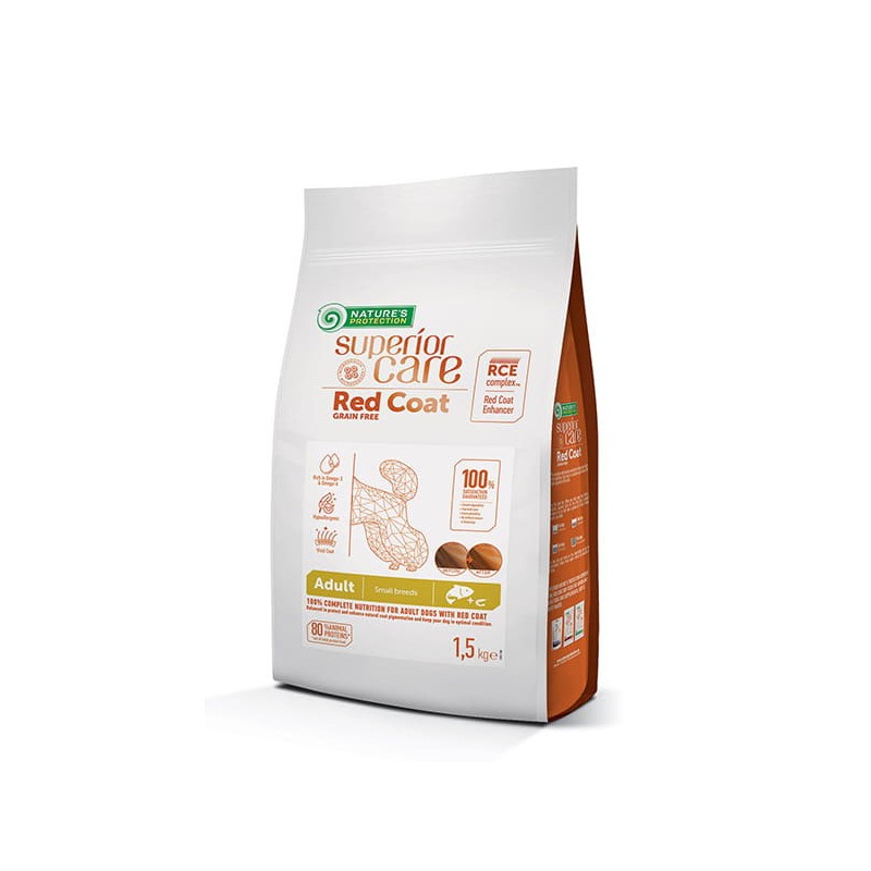 NATURES PROTECTION Superior Red Coat Grain Free Salmon and Krill Adult Small Breeds 1,5kg