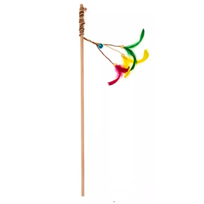 ECOMFY Zabawka Wędka Gaia z piórkami 50 cm