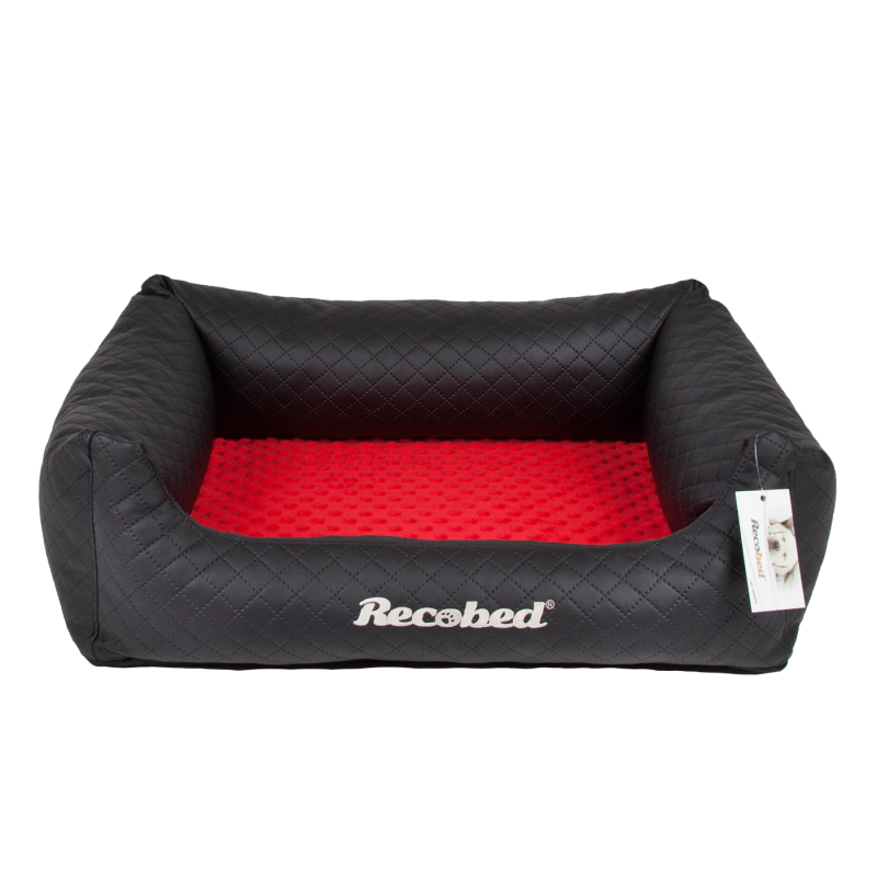 RECOBED Kanapa Lincoln ekoskóra pik czarny&czerwony