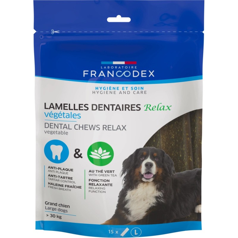 FRANCODEX Paski do gryzienia RELAX DUŻE usuwające kamień i brzydki zapach z pyska 502,5g / 15 pasków