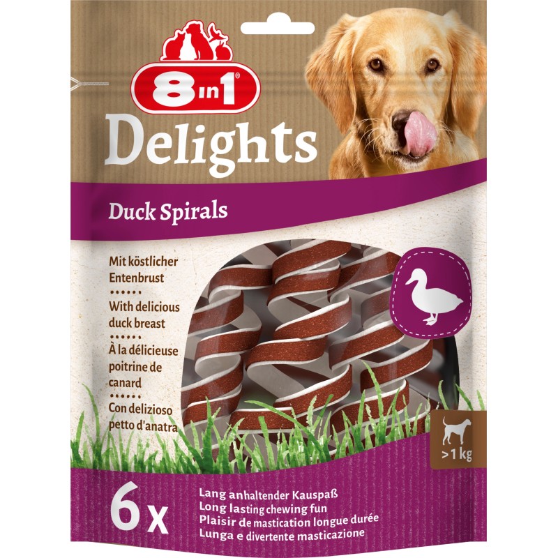 8in1 Przysmak Delights Duck Spirals 60g (6 przysmaków w opak.)