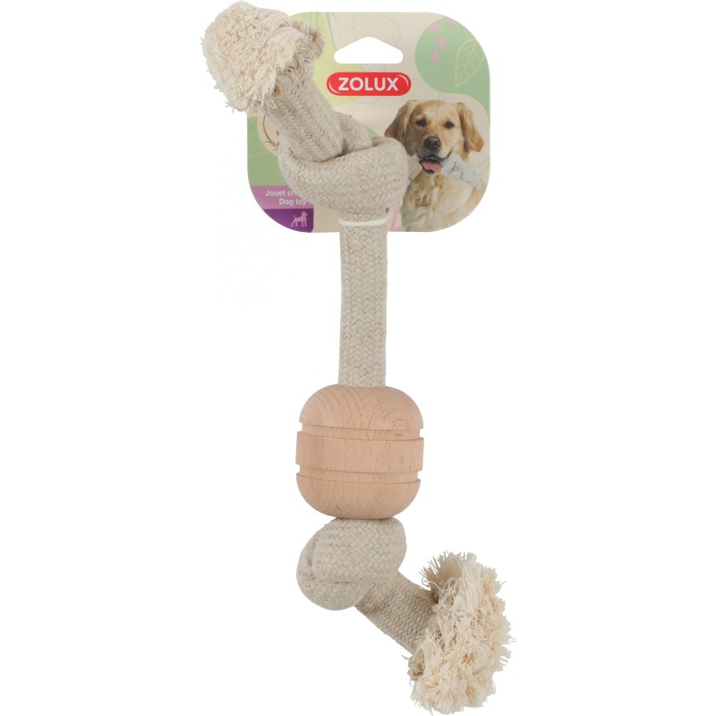 ZOLUX Zabawka sznurowa WILD MIX 2 węzły z drewnianym krążkiem
