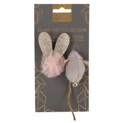 DINGO Zabawka dla kota Glamour 2 szt. - Mysz i piłka