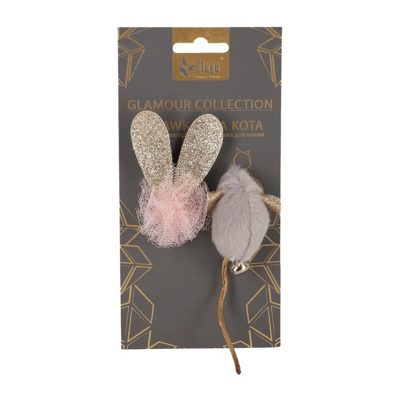 DINGO Zabawka dla kota Glamour 2 szt. - Mysz i piłka