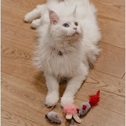 DINGO Zabawka dla kota Glamour 2 szt. - Mysz i piłka