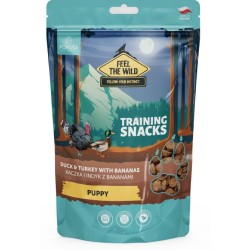 POKUSA FEEL THE WILD Smaczki treningowe Puppy - kaczka i indyk z bananami 200g
