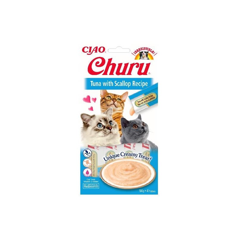INABA CAT CHURU Tuńczyk z przegrzebkami 4x 14g (56g)