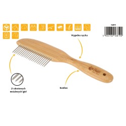 DINGO Grzebień z bambusową rączką 21 obrotowych igieł 21,4 x 5,5 cm