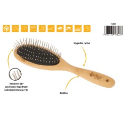 DINGO Szczotka z metalowymi igłami i bambusową rączką 22 x 6 cm