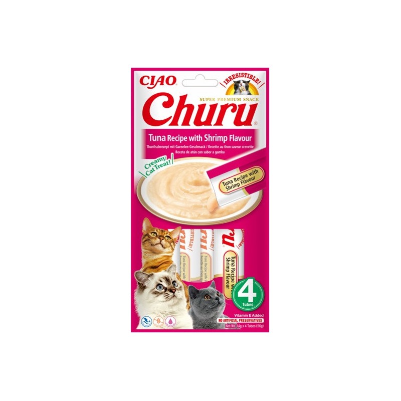 INABA CAT CHURU tuńczyk z krewetką 4x 14g (56g)