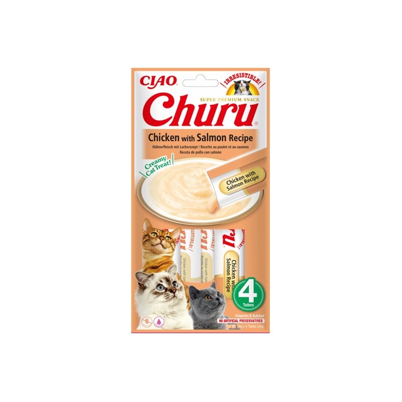 INABA CAT CHURU kurczak z łososiem 4x 14g (56g)
