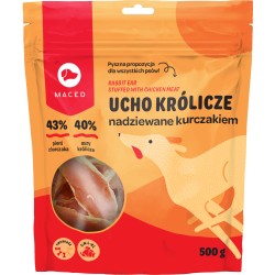 MACED Ucho królicze nadziewane kurczakiem 500g