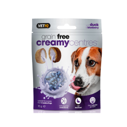 RECOSNACK VetiQ Creamy Centres Przysmaki bezzbożowe kaczka i jagoda 70g