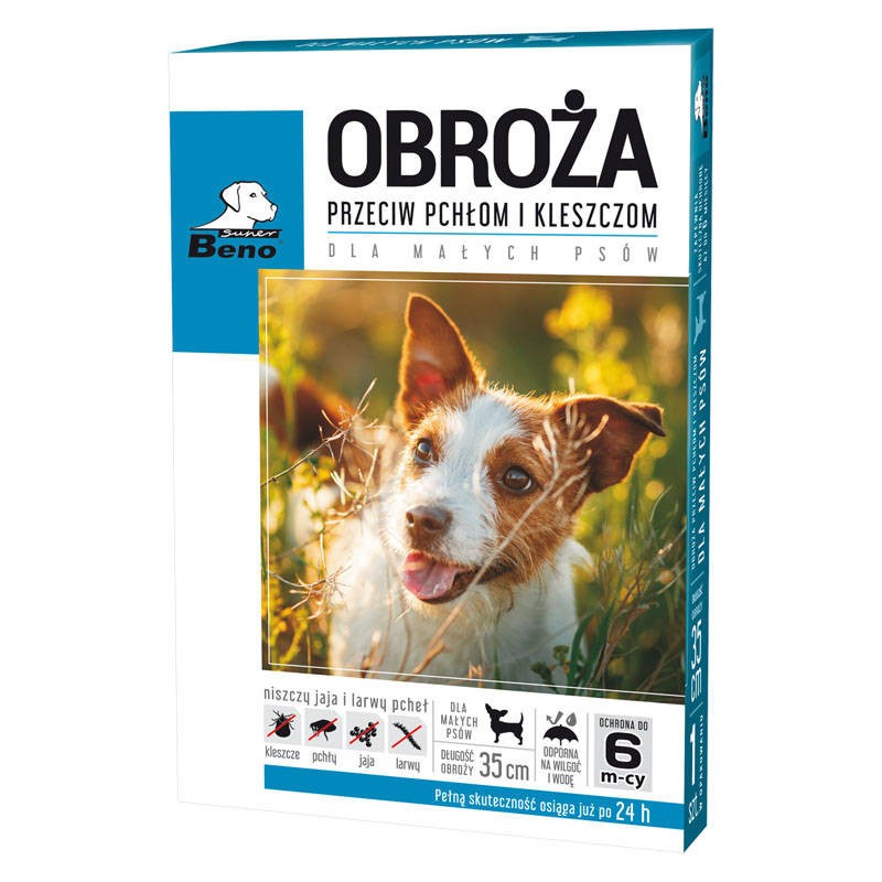 SUPER BENO Obroża przeciw pchłom i kleszczom dla małych psów 35cm