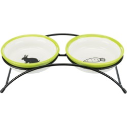 TRIXIE Zestaw misek ceraminka / metal, biało - zielony 2x 300 ml / 13 cm