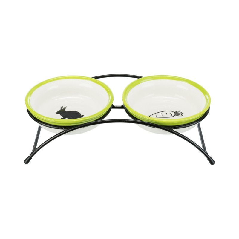 TRIXIE Zestaw misek ceraminka / metal, biało - zielony 2x 300 ml / 13 cm