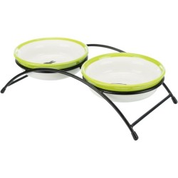 TRIXIE Zestaw misek ceraminka / metal, biało - zielony 2x 300 ml / 13 cm
