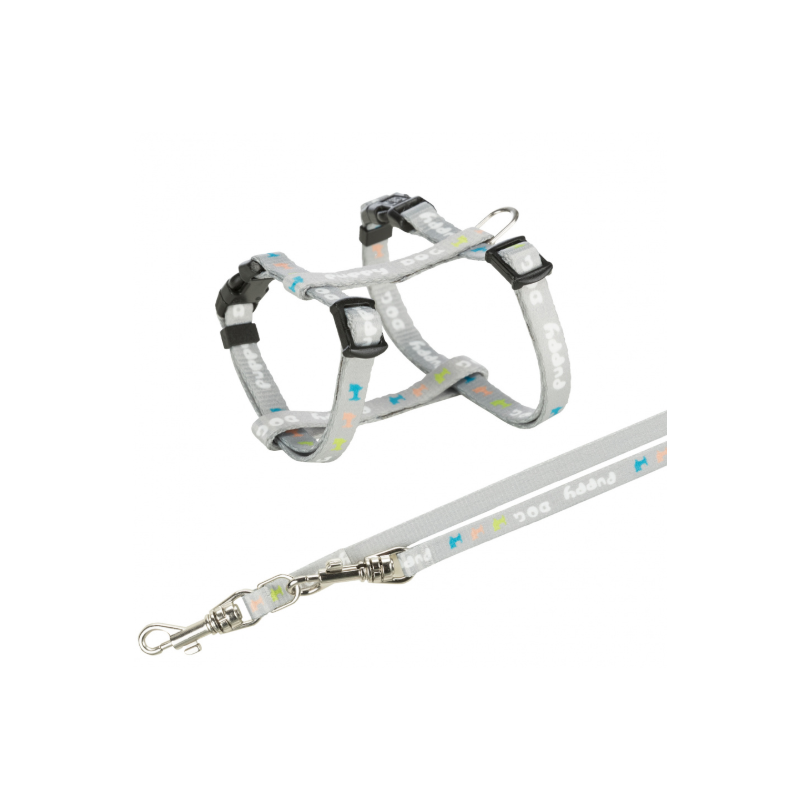TRIXIE Junior Puppy szelki H ze smyczą jasnoszary M-L