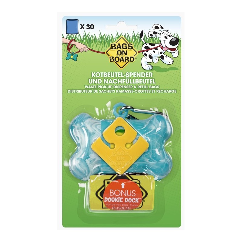 BAGS ON BOARD Dyspenser Kość 30 woreczków - turkusowy